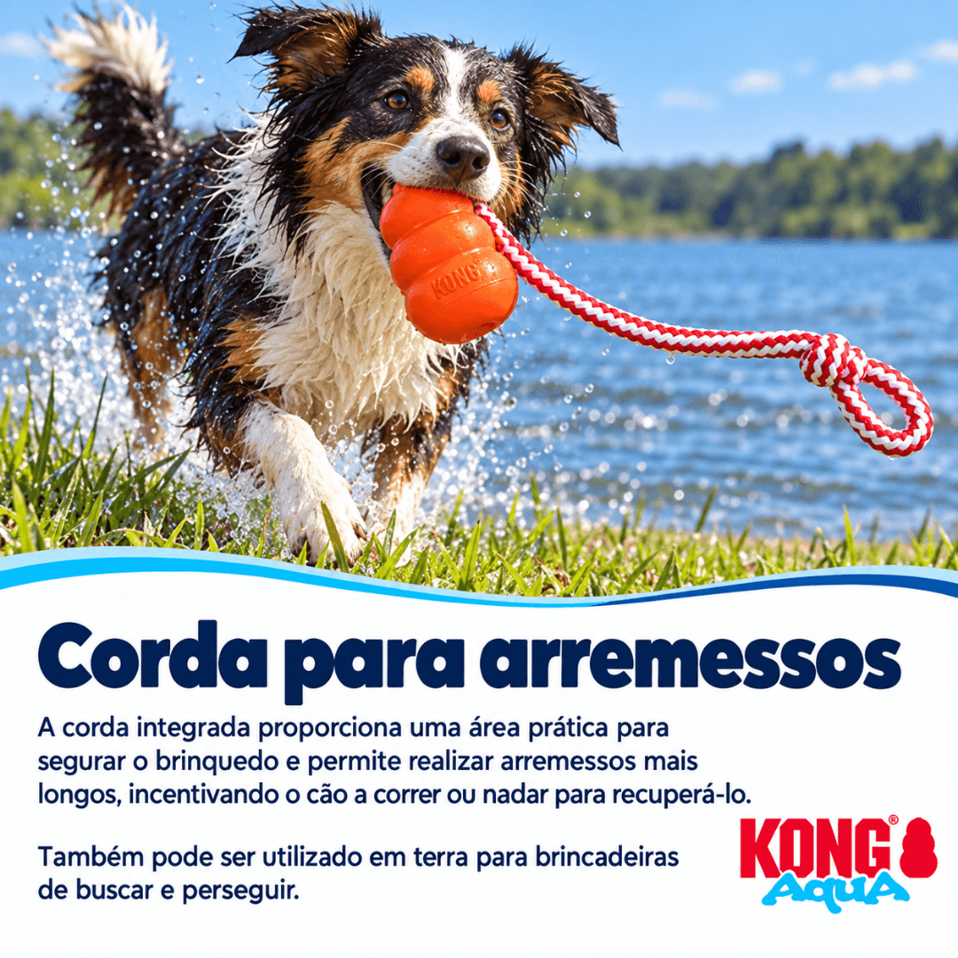 Brinquedo Para Cães Flutuante Kong Aqua Medium C/ Corda CK2