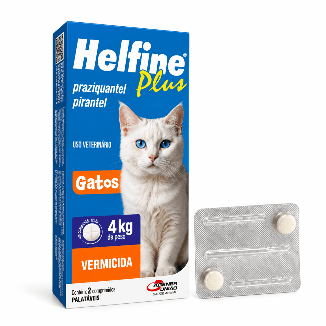 Vermífugo P/ Gatos Helfine Plus Até 4kg 2 Comp Agener União