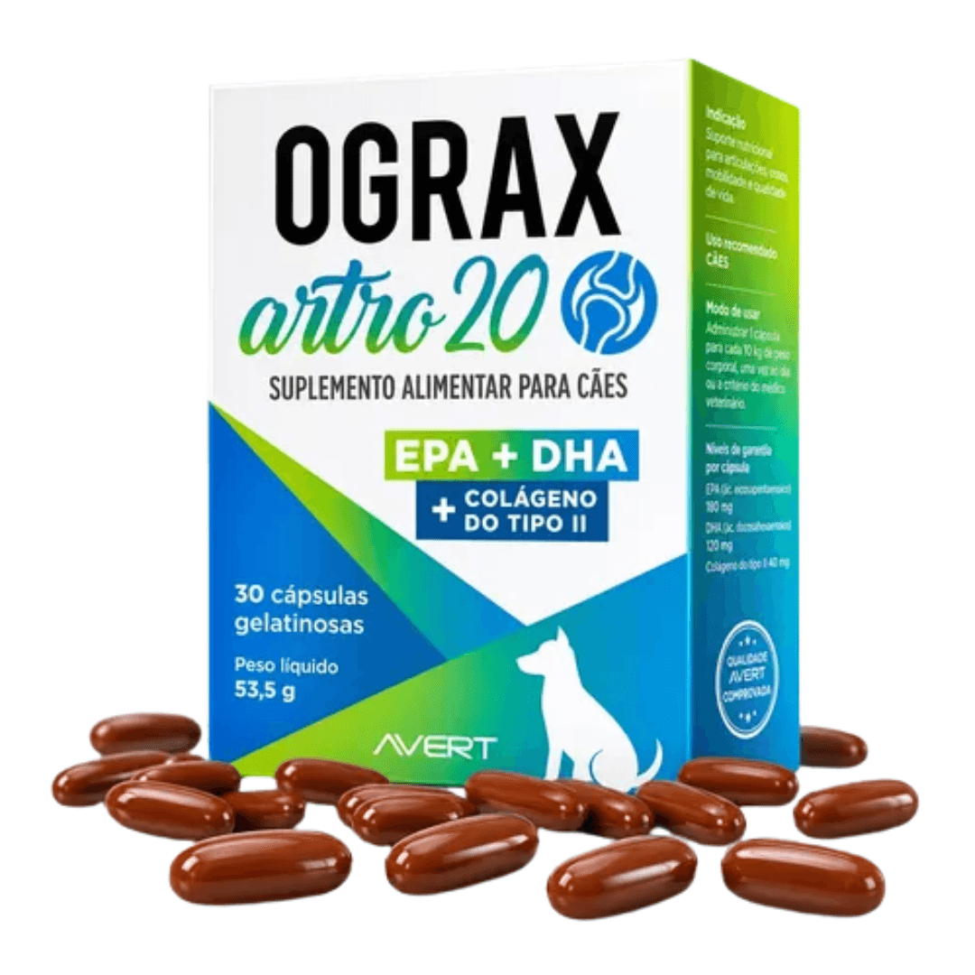 Suplemento Para Cães Ograx Artro 20 53,77g 30 Cáps Avert