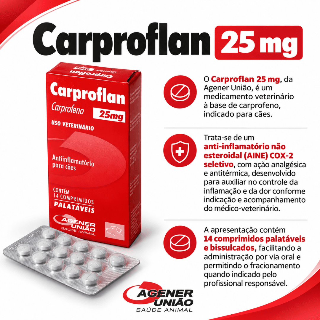Carproflan 25mg Com 14 Comprimidos Para  Cães - Agener União