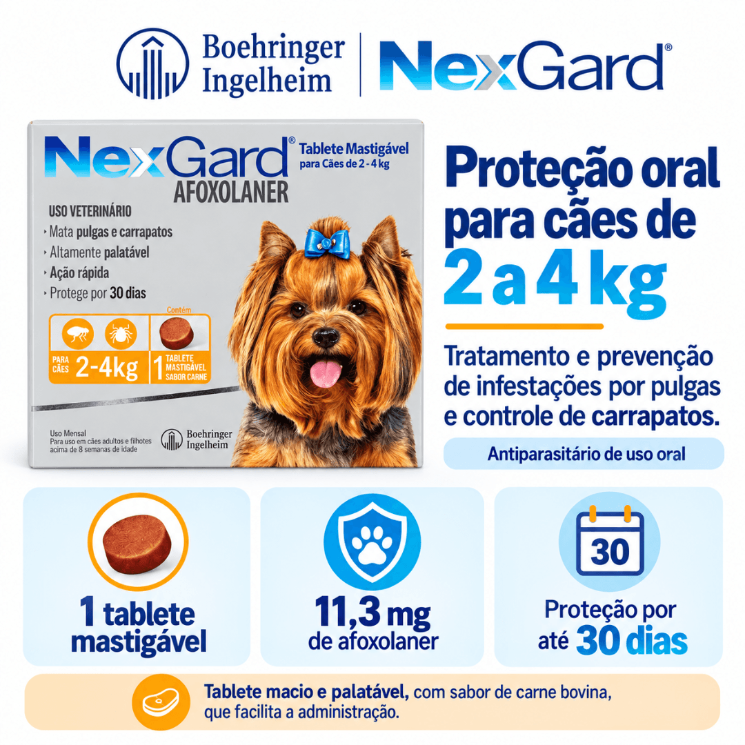 Antipulgas P/ Cães Nexgard 2kg-4kg C/ 1 Tablete - Boehringer