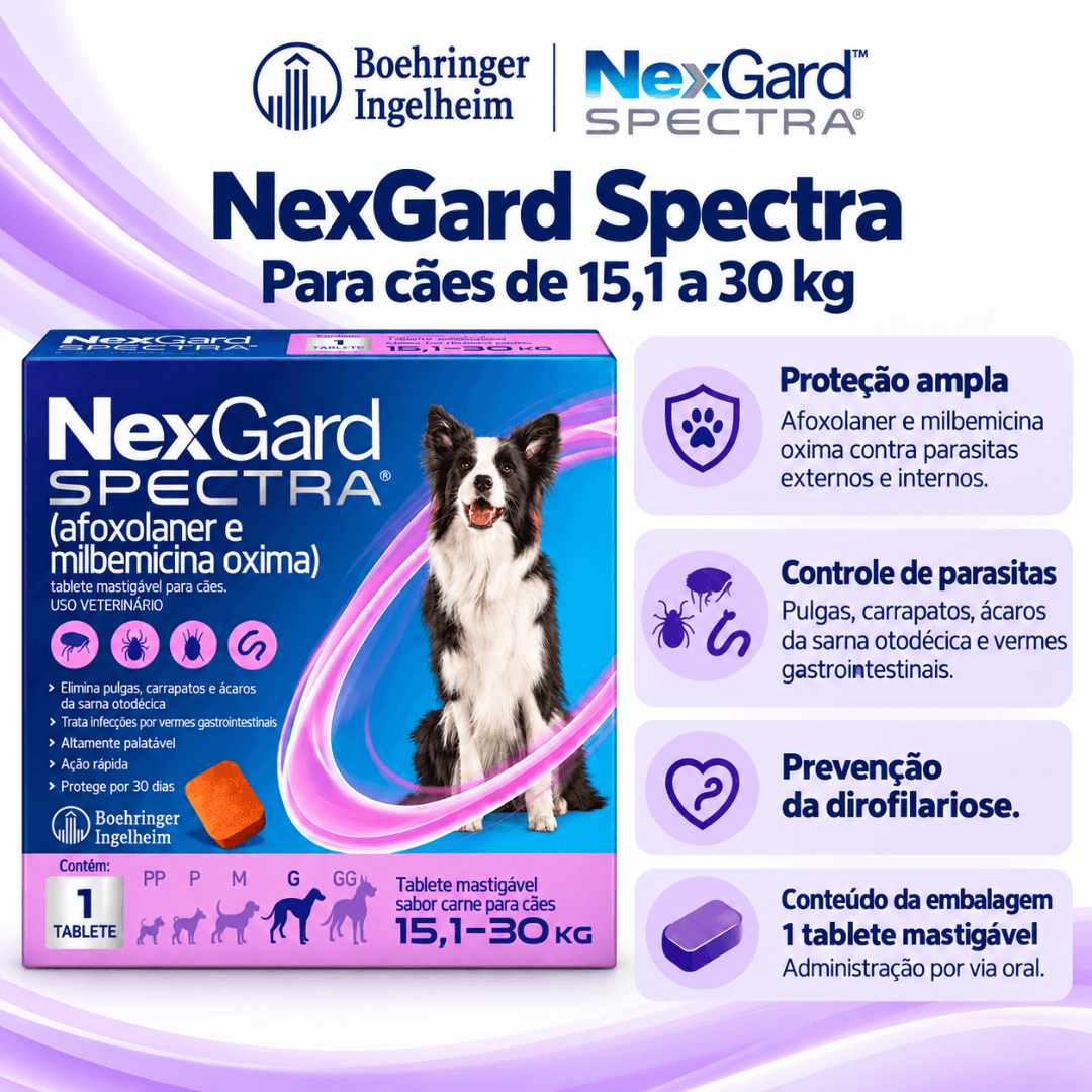 Antipulgas P/ Cães Nexgard Spectra 15,1kg-30kg C/ 1 Tablete