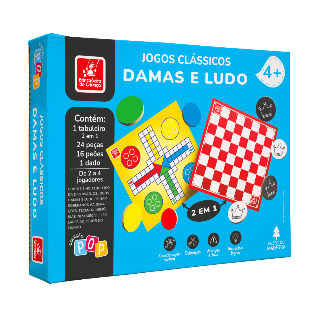 Kit 2 em 1 Jogos Clássicos Dama e Ludo Coleção POP