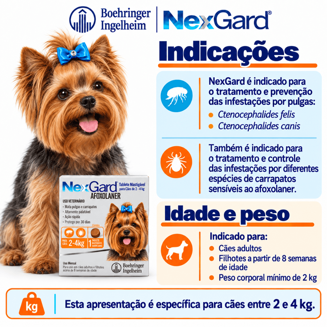 Antipulgas P/ Cães Nexgard 2kg-4kg C/ 1 Tablete - Boehringer