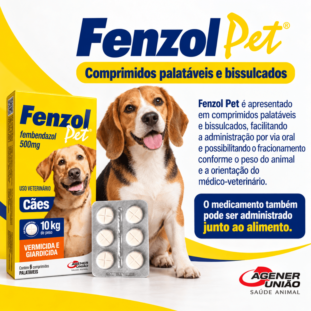 Vermífugo Para Cães Fenzol Pet 500mg C/ 6 Comp Agener União