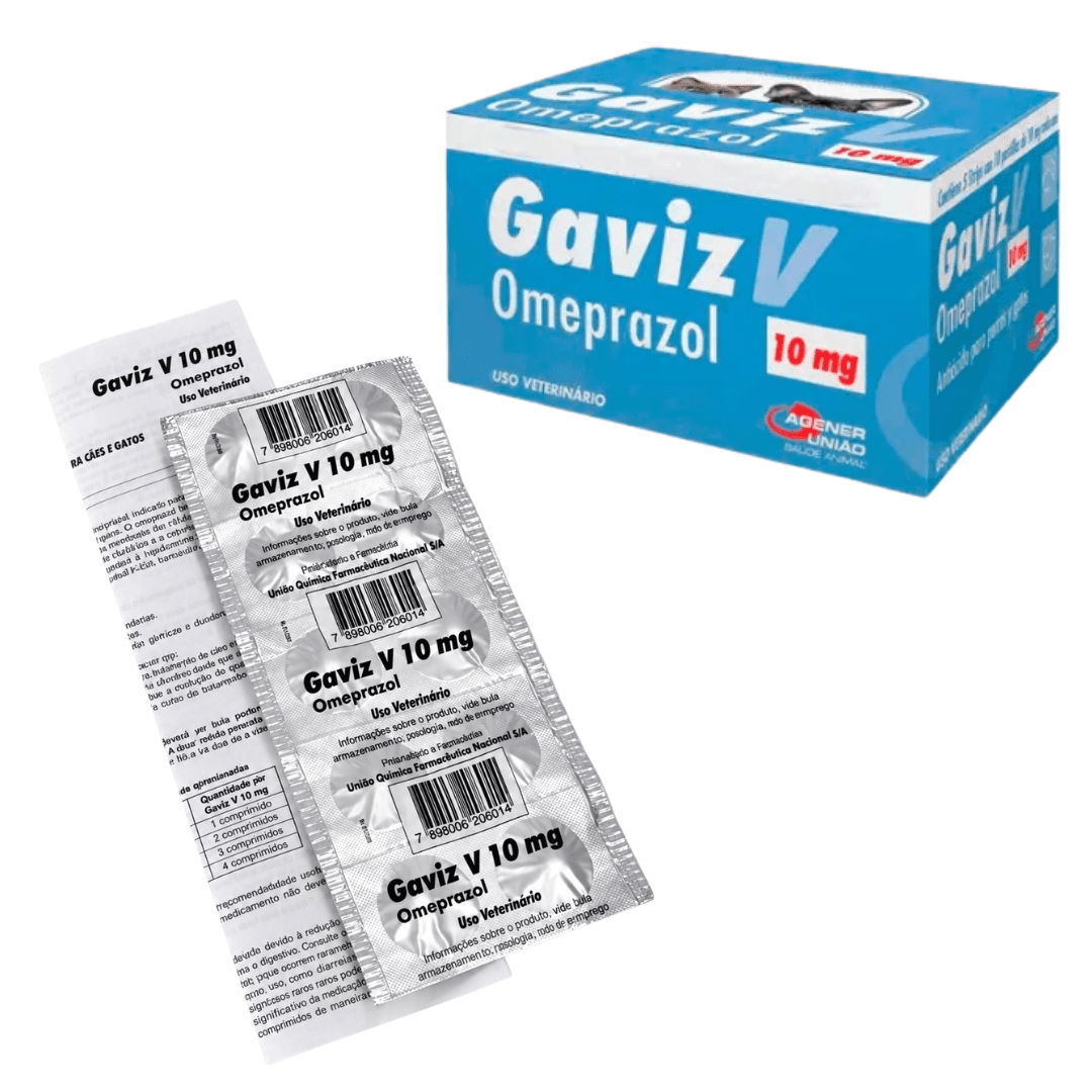 GavizV 10mg Blister 10 Comp Omeprazol CãesGatos Agener União