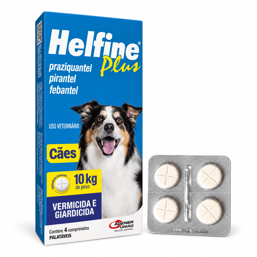 Vermífugo P/ Cães Helfine Plus Até 10kg 4 Comp Agener União