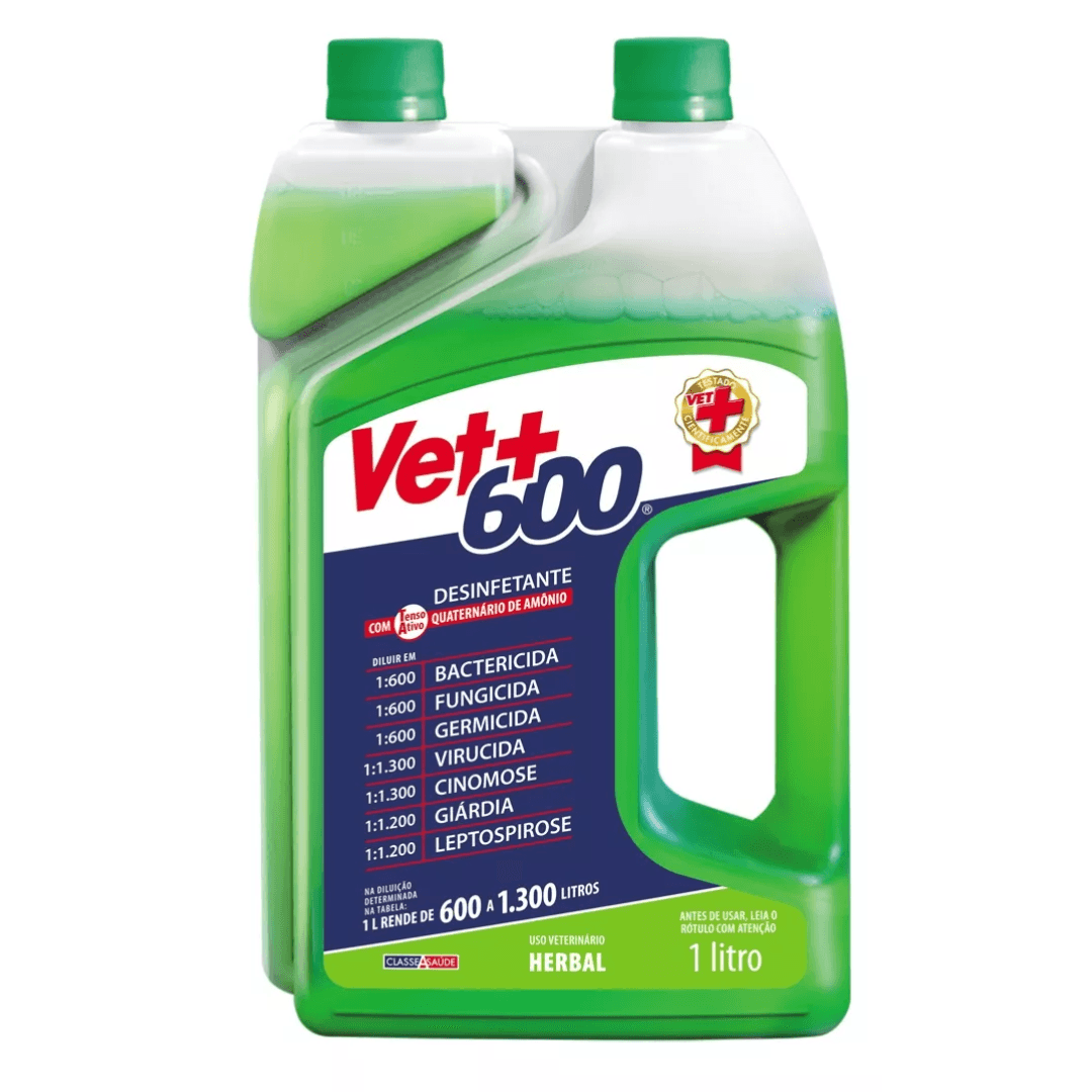 Desinfetante Concentrado Bactericida Vet+600 Herbal 1L