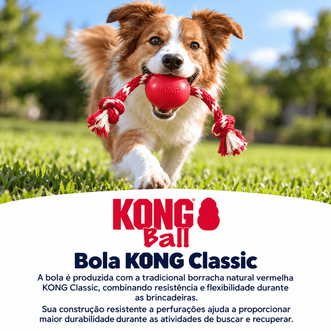 Brinquedo Para Cães Bola Com Corda Kong Ball With Rope Small