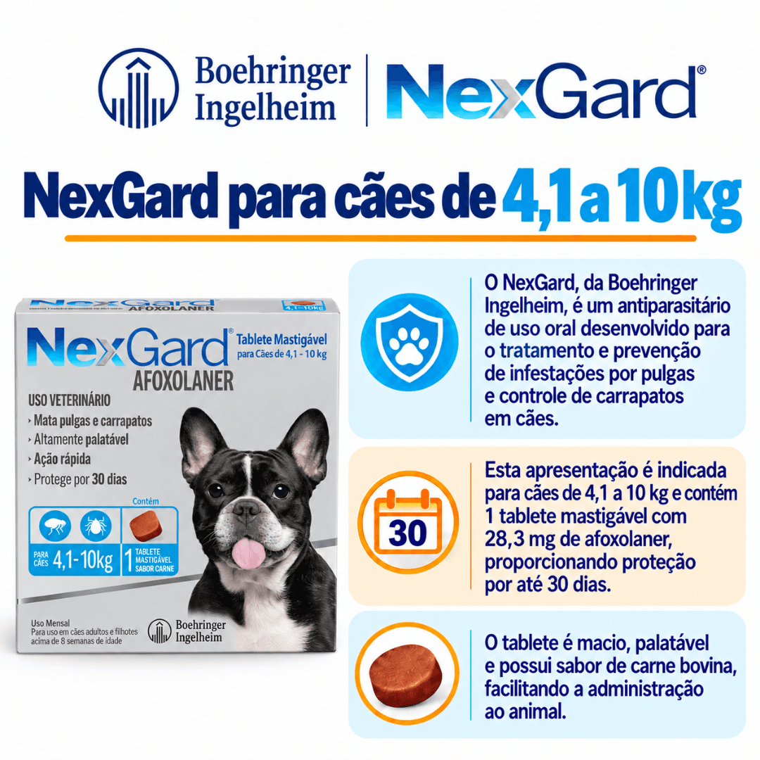 Antipulgas P/ Cães Nexgard 4,1kg-10kg 1 Tablete - Boehringer
