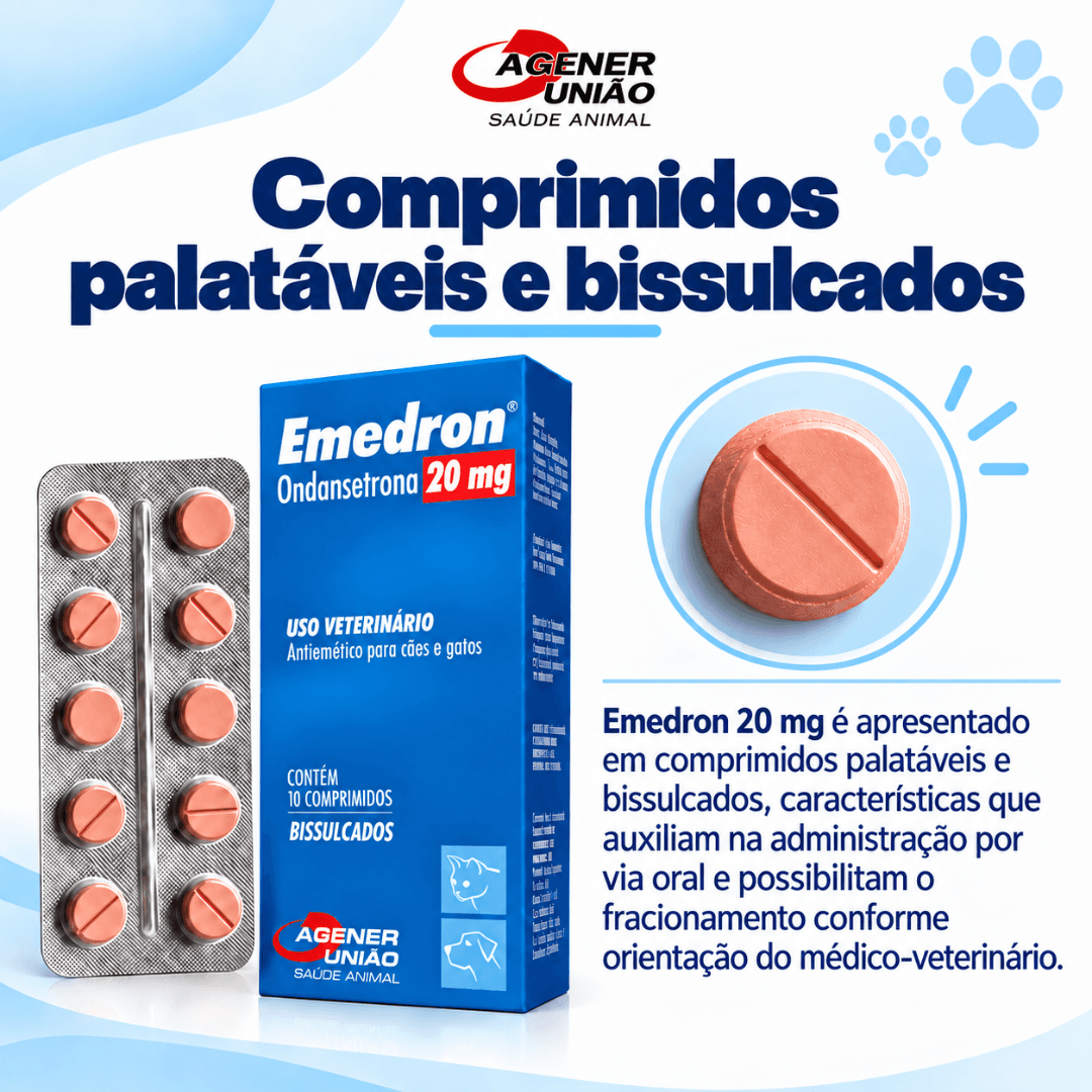 Emedron 20mg 10 Comp Antiemético P/ Cães-Gatos  Agener União