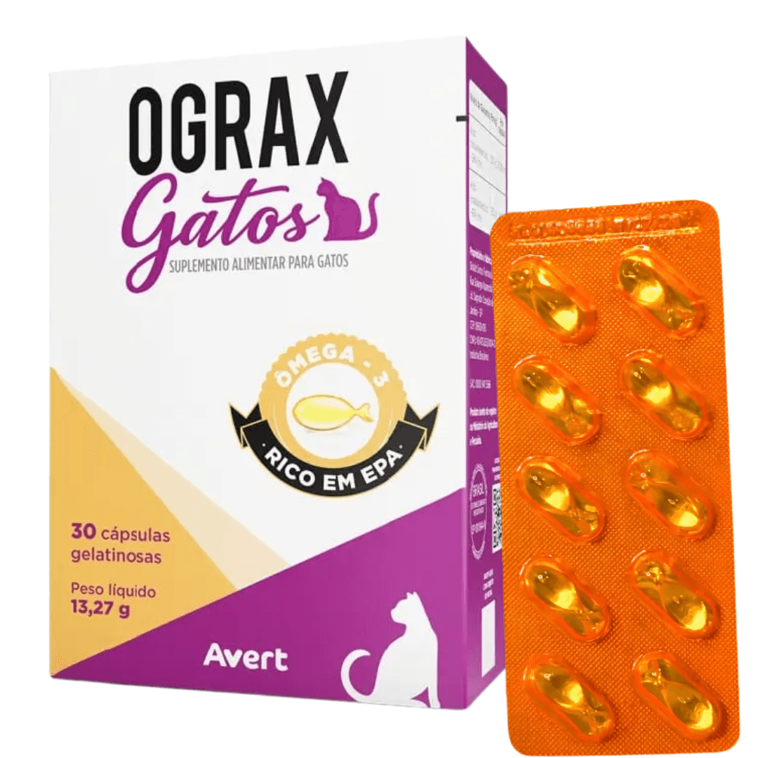 Suplemento Ômega 3 Ograx Gatos 13,27g 30 Cápsulas - Avert