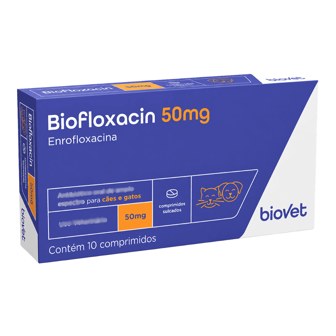 Biofloxacin 50mg 10 Comp Antibiótico P/ Cães-Gatos - Biovet