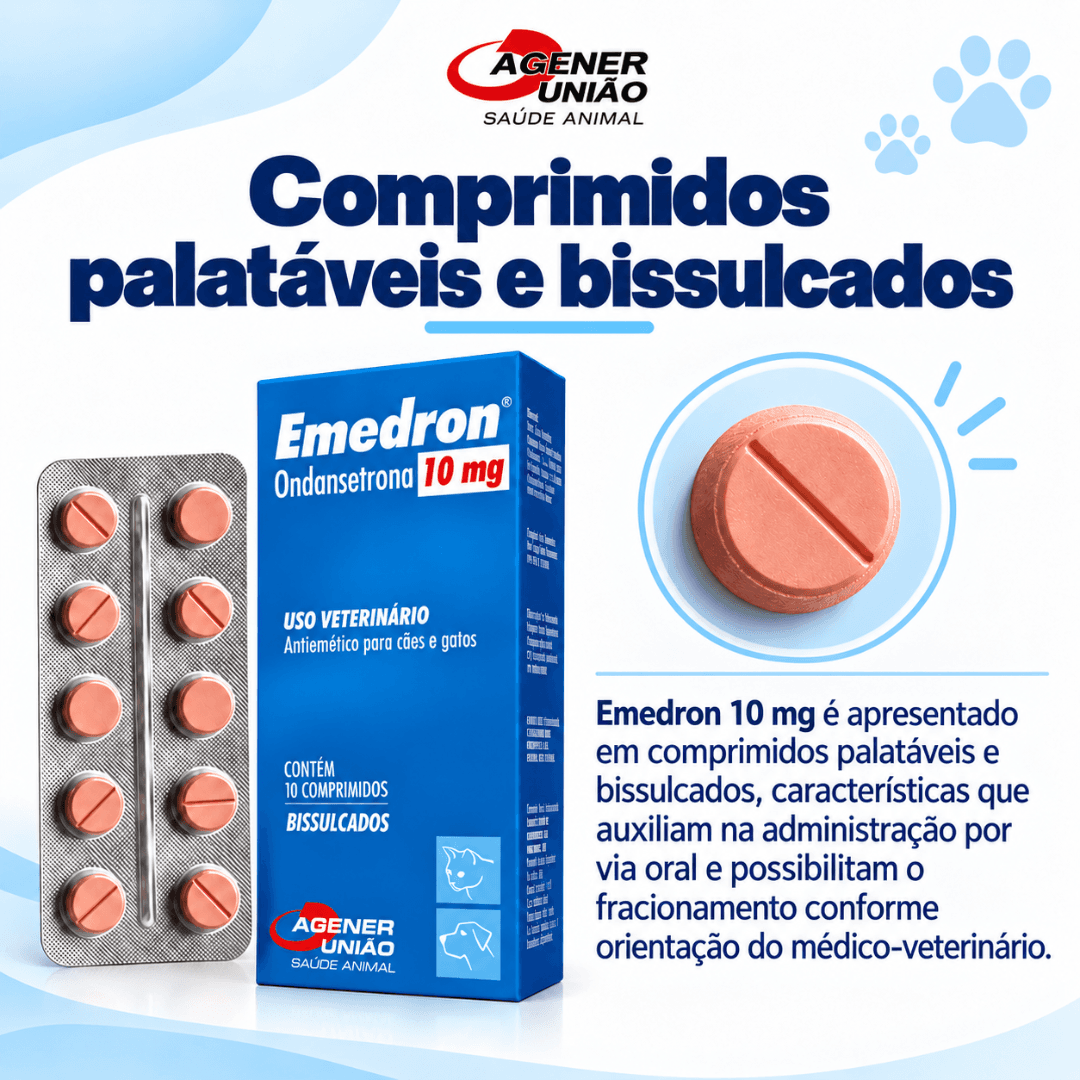 Emedron 10mg 10 Comp Antiemético P/ Cães-Gatos  Agener União