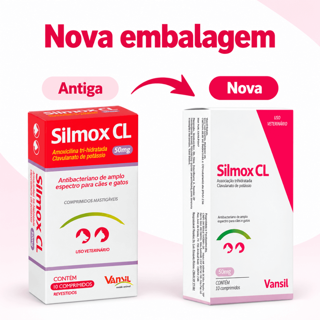 Silmox CL 50mg C/ 10 Comp Antibacteriano Cães-Gatos Vansil
