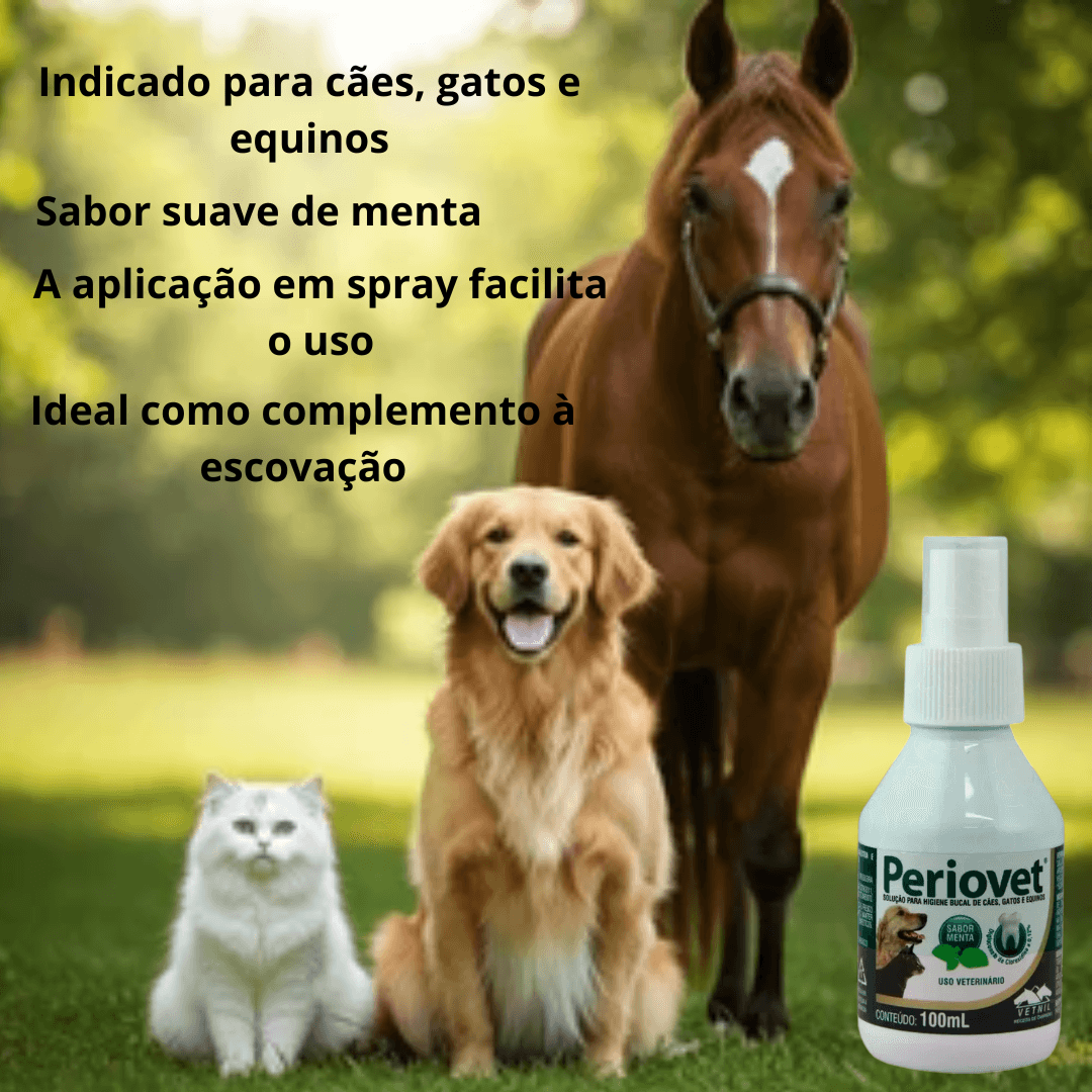 Solução Higiene Bucal Cães-Gatos Periovet Spray 100ml Vetnil