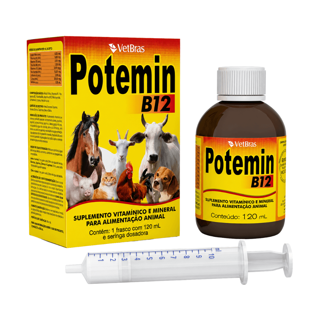 Suplemento Vitamínico P/ Animais Potemin B12 120ml - Vetbras