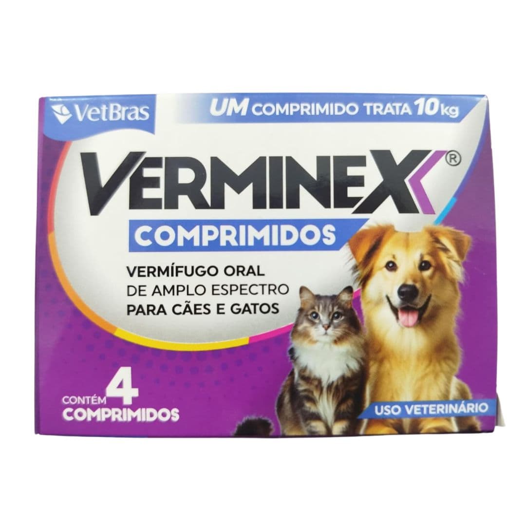 Vermífugo Amplo Especto P/ Cães-Gatos Verminex Até 10kg