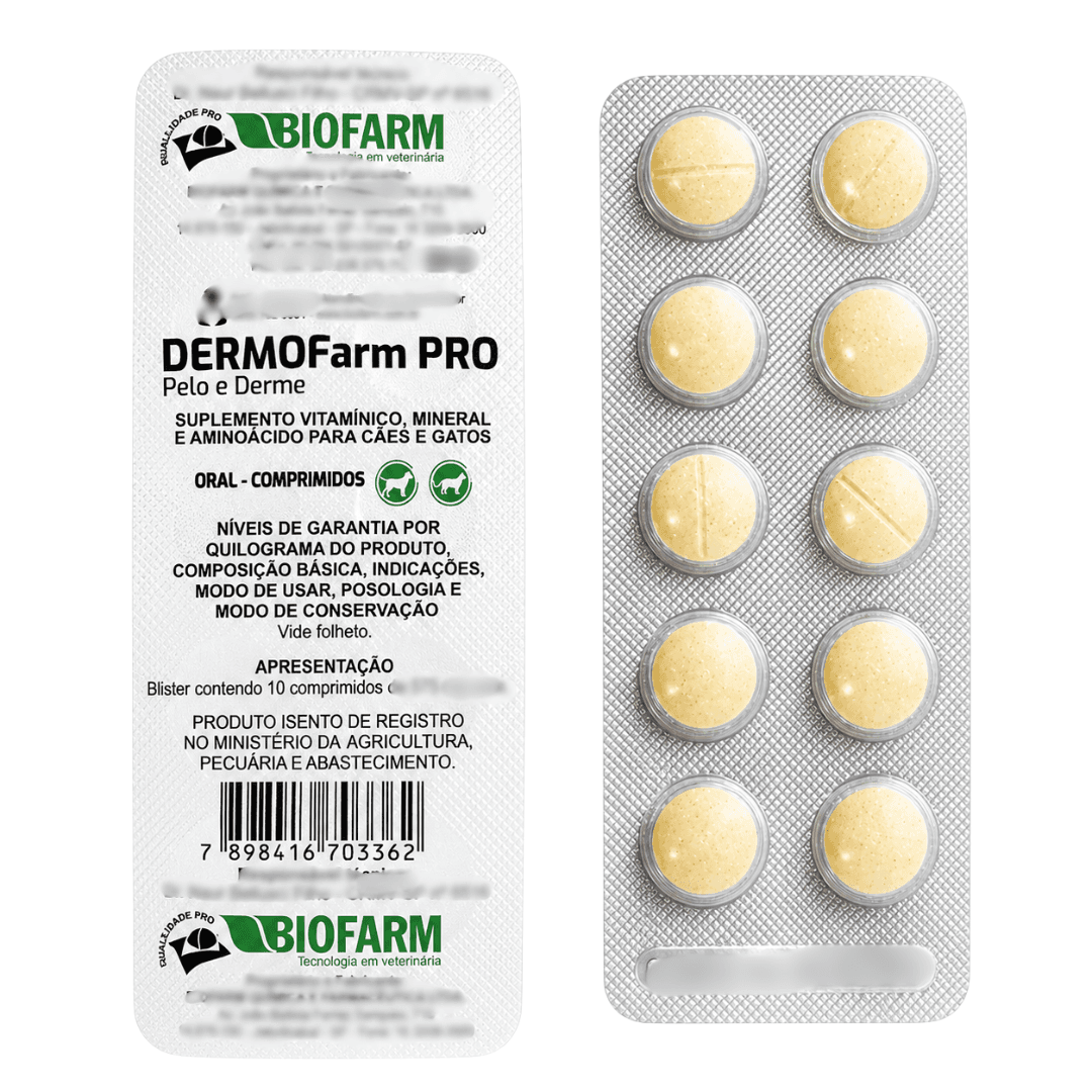 Suplemento CãesGatos Dermofarm Pro PeloDerme Blister 10 Comp