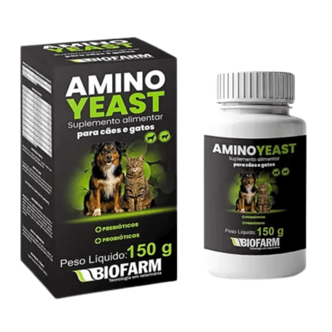 Suplemento Pré-Próbiotico Cães-Gatos AminoYeast 150g Biofarm