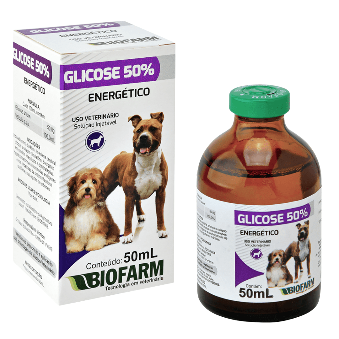 Energético Glicose 50% Injetável P/ Cães 50ml Biofarma (Revenda)