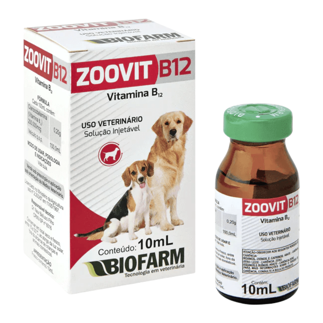 Zoovit Vitamina B12 Injetável 10ml P/ Cães Biofarma (Revenda)