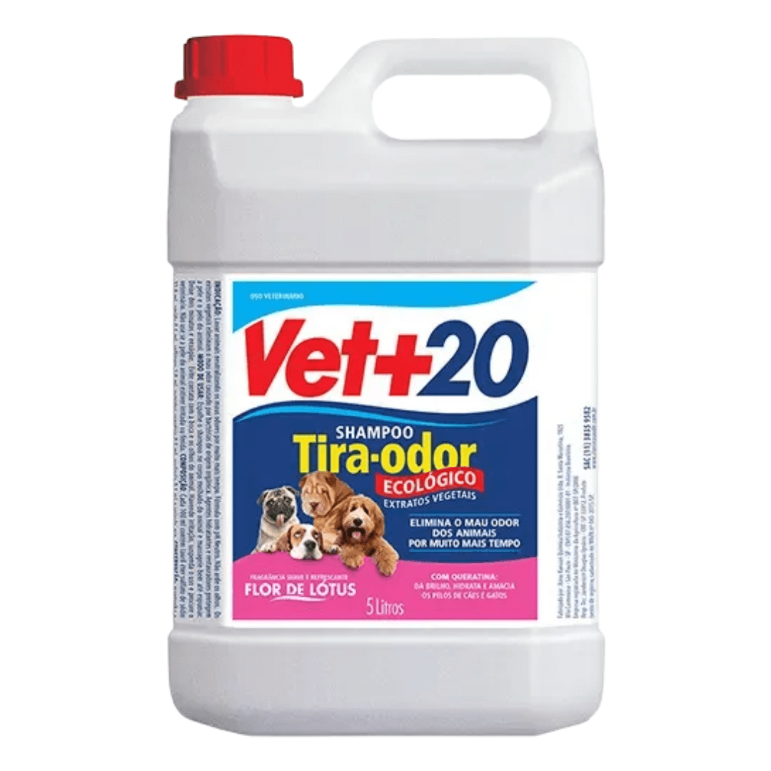 Shampoo Tira Odor 5L Ecológico Para Cães e Gatos - Vet+20 Cor:Flor de Lótus